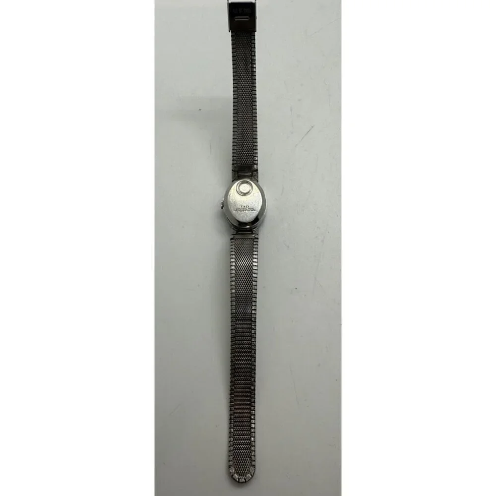 Vintage Women's Timex Electric Silver Tone Oval Watch Stainless Steel Bracelet